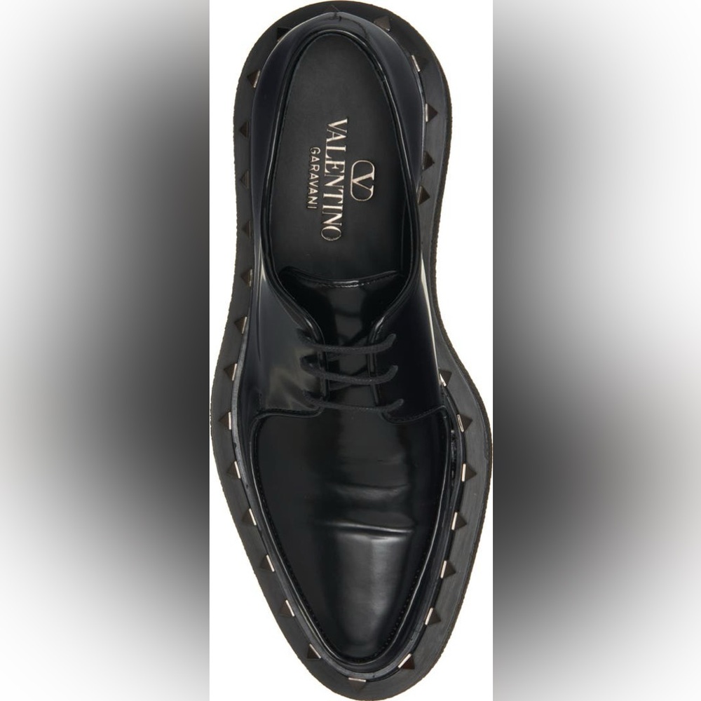 NEW Valentino Garavani Rockstud loafers Leather Derby Shoes Black Women's 37.5 - Picture 6 of 13